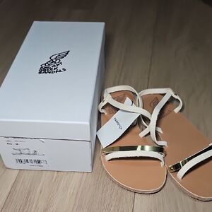 Ancient Greek Sandals Cream and Gold Sandals